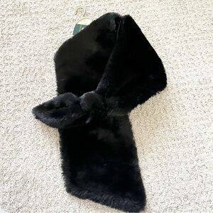 St Michael Marks & Spencer Faux Fur Stole Wrap Black Vintage Prom Wedding